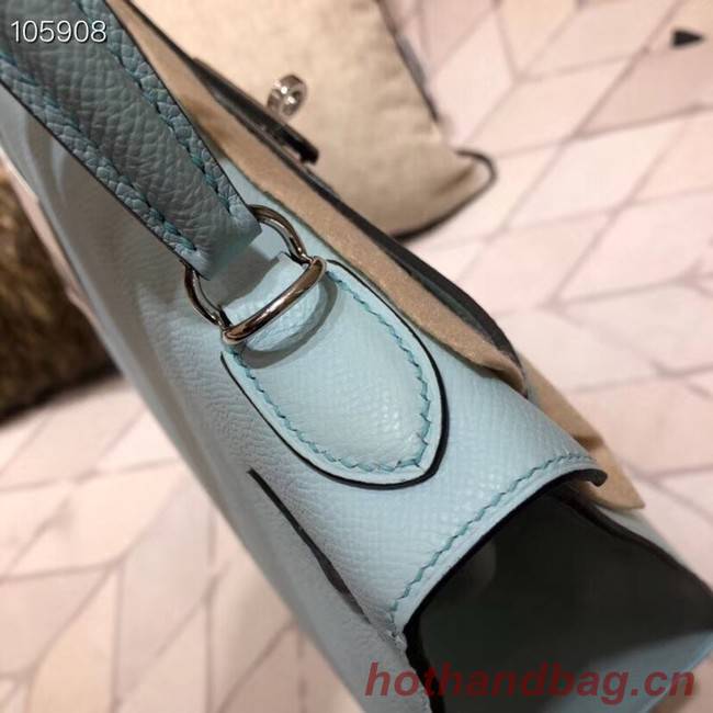 Hermes original Kelly Epsom Leather KL32 light blue Silver hardware