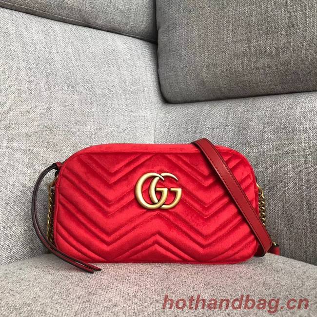 Gucci GG Marmont velvet small shoulder bag 447632 red