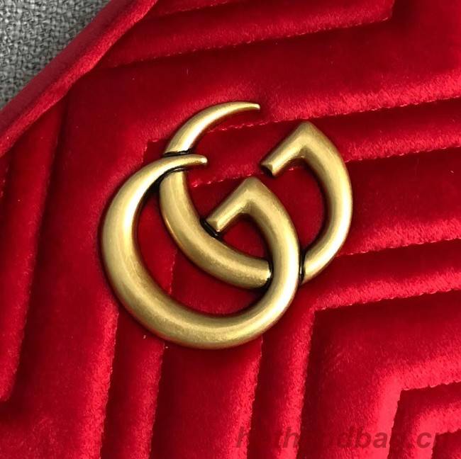 Gucci GG Marmont velvet small shoulder bag 447632 red