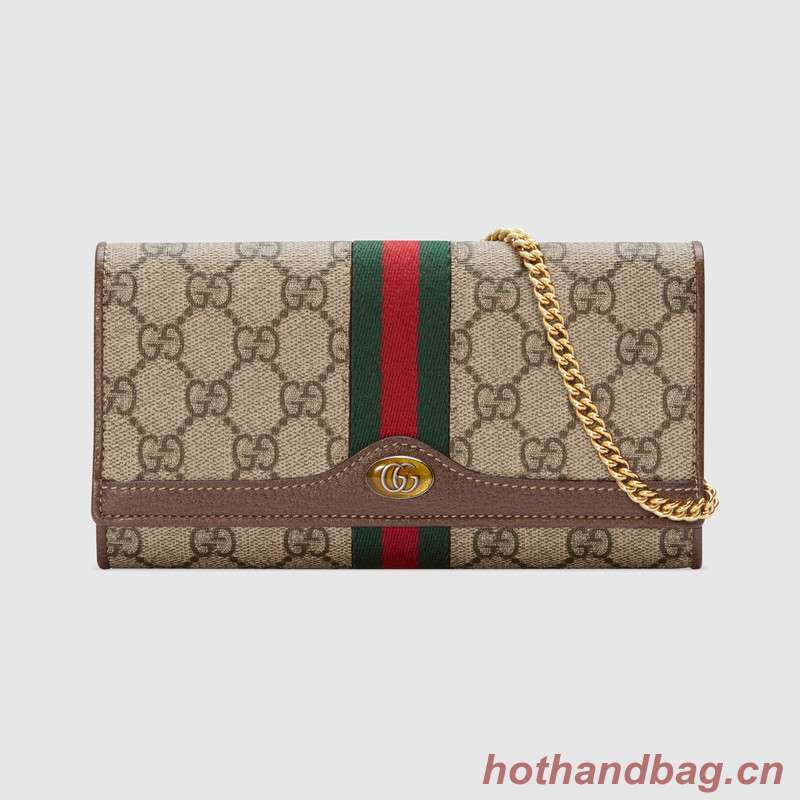 Gucci Ophidia GG chain wallet 546592 Brown