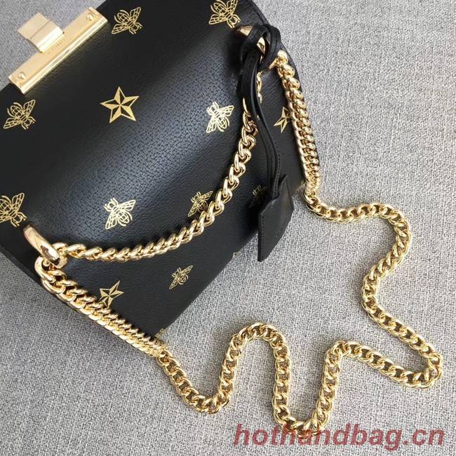 Gucci Padlock Bee Star small shoulder bag 432182 BLACK