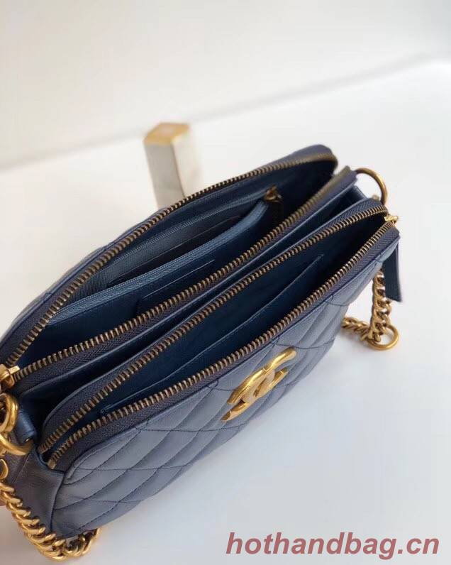 Chanel classic clutch with chain A94105 blue