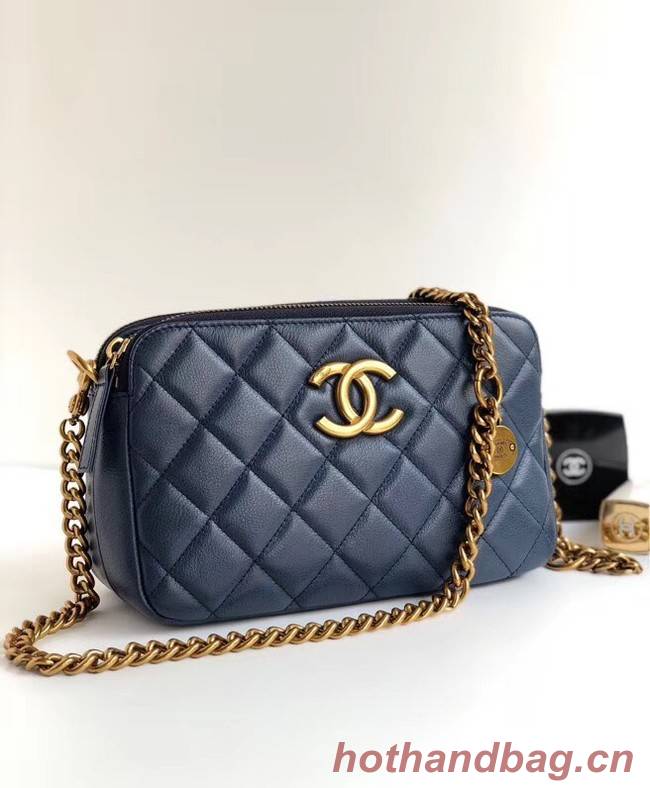 Chanel classic clutch with chain A94105 blue