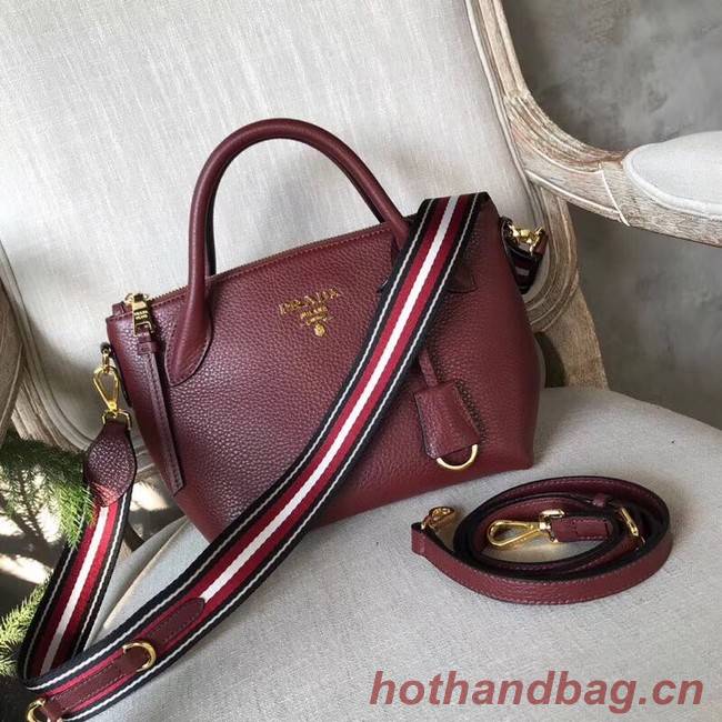 Prada Calf leather bag 1BH111 Burgundy