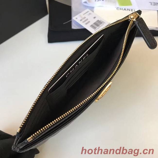 Chanel boy chanel pouch Calfskin & Gold-Tone Metal A81254 black