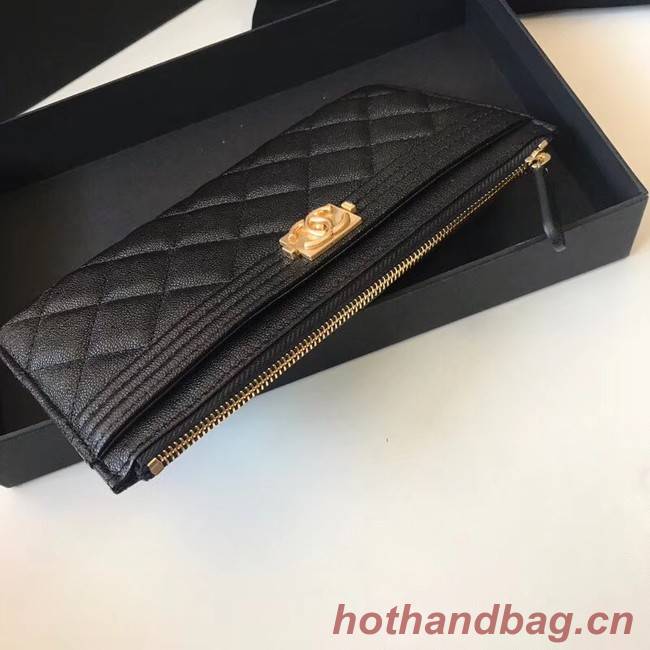 Chanel boy chanel pouch Calfskin & Gold-Tone Metal A81254 black