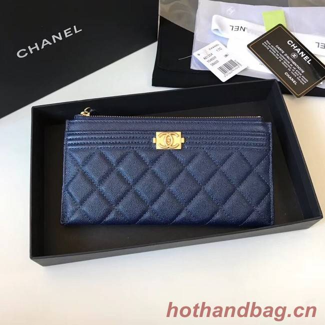 Chanel boy chanel pouch Calfskin & Gold-Tone Metal A81254 blue