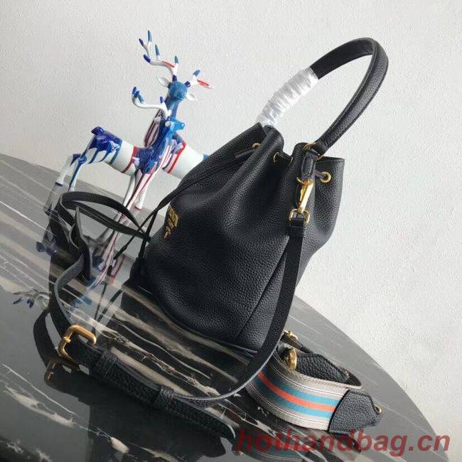 Prada Leather bucket bag 1BE018 black