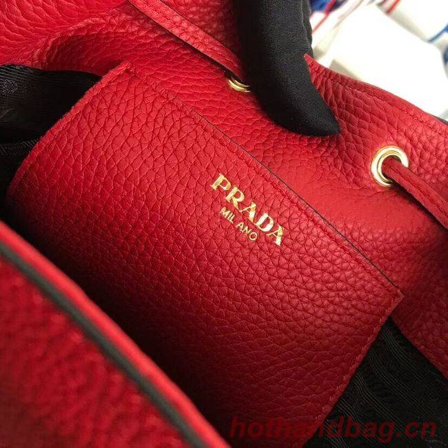 Prada Leather bucket bag 1BE018 red