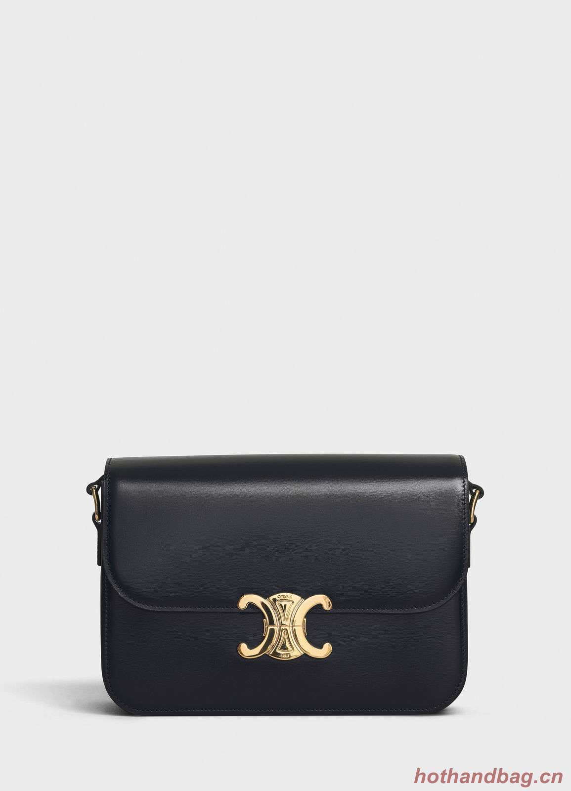 CELINE MEDIUM TRIOMPHE BAG IN SHINY CALFSKIN CL87363 BLACK