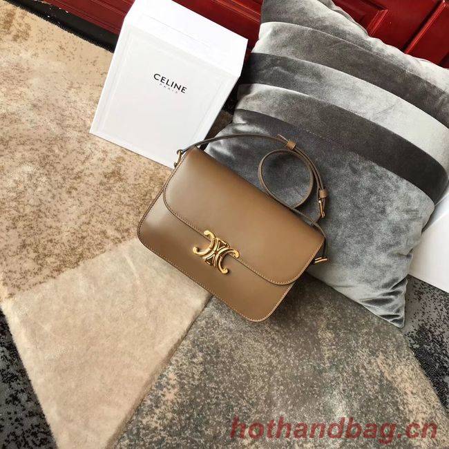 CELINE MEDIUM TRIOMPHE BAG IN SHINY CALFSKIN CL87363 Camel