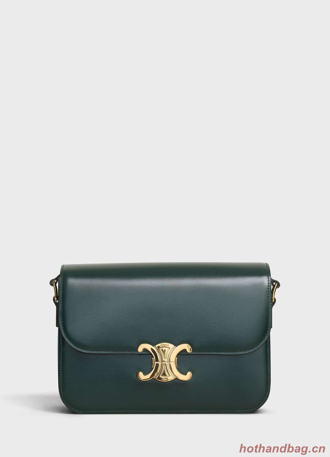 CELINE MEDIUM TRIOMPHE BAG IN SHINY CALFSKIN CL87363 GREEN