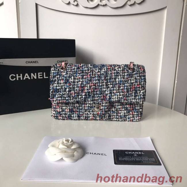 Chanel classic handbag Tweed Braid & Silver-Tone Metal A01112-1