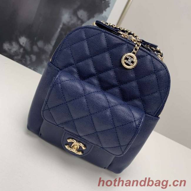 Chanel Grained Calfskin & Gold-Tone Metal backpack AS0003 blue