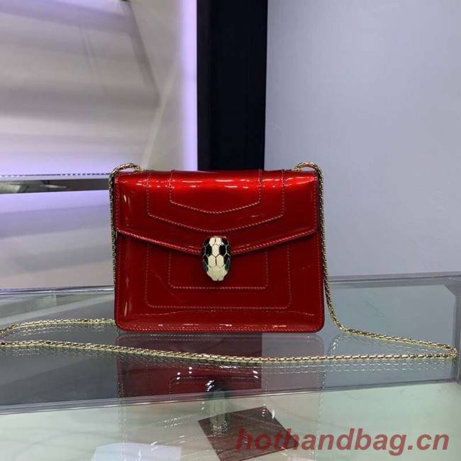 BVLGARI Serpenti Forever metallic-leather shoulder bag 34559 red