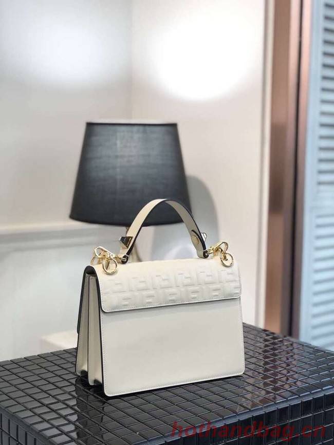 FENDI Kan I Leather Shoulder Bag 8BT283A white