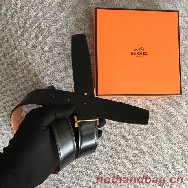 Hermes original togo 2 belt buckle & Reversible leather strap 32 mm H06454 brown  gold plated metal 