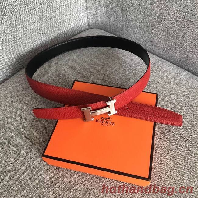 Hermes original togo 2 belt buckle & Reversible leather strap 32 mm H06454 red