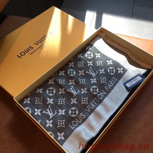 Louis Vuitton MONACO SQUARE Monogram flower pattern silk M71151 grey