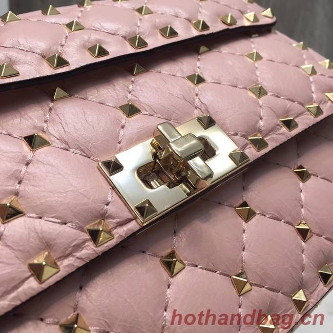 VALENTINO Rockstud small quilted leather shoulder bag 77562 pink