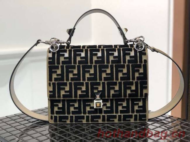 Fendi KAN I Multicolor fabric bag 8BT283A black&Khaki