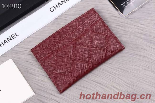 Chanel classic card holder Grained Calfskin & Gold-Tone Metal A31510 Burgundy