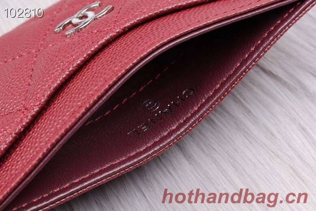 Chanel classic card holder Grained Calfskin & Gold-Tone Metal A31510 Burgundy