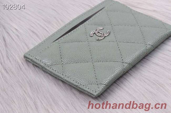 Chanel classic card holder Grained Calfskin & Gold-Tone Metal A31510 green