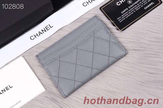 Chanel classic card holder Grained Calfskin & Gold-Tone Metal A31510 grey