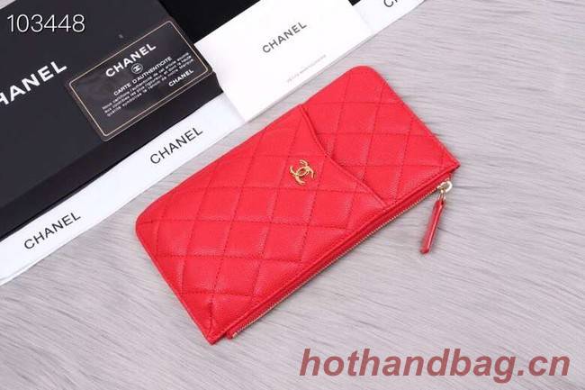 Chanel classic pouch Grained Calfskin& Gold-Tone Metal A84402 red