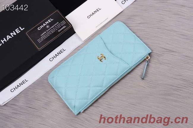 Chanel classic pouch Grained Calfskin& gold-Tone Metal A84402 light green