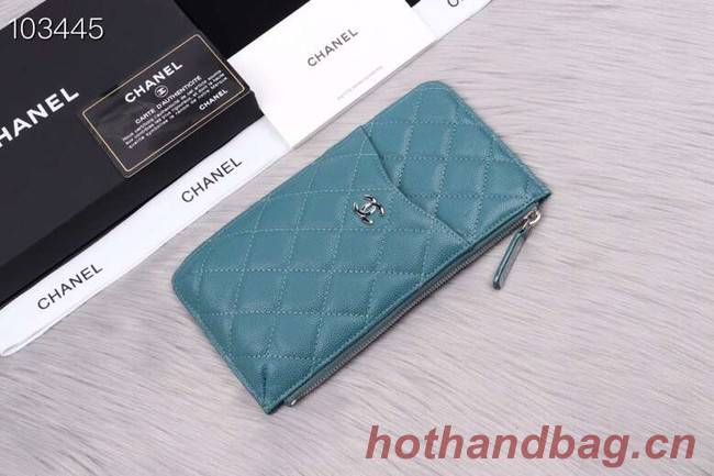 Chanel classic pouch Grained Calfskin& silver-Tone Metal A84402 sky blue