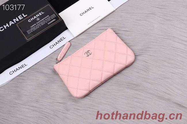 Chanel classic small pouch Grained Calfskin& silver-Tone Metal A82365 pink