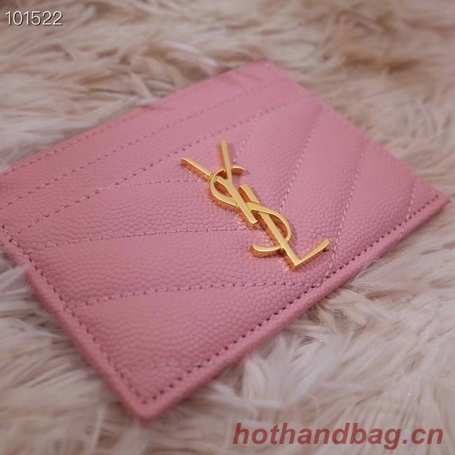 SAINT LAURENT Monogram leather card holder 88337 Rose Ballerine