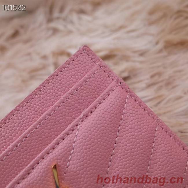 SAINT LAURENT Monogram leather card holder 88337 Rose Ballerine