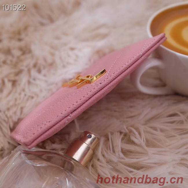 SAINT LAURENT Monogram leather card holder 88337 Rose Ballerine