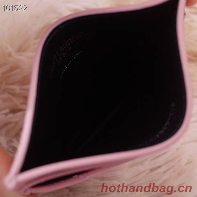 SAINT LAURENT Monogram leather card holder 88337 Rose Ballerine