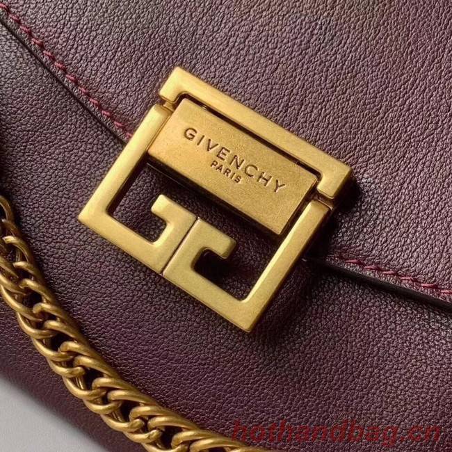 GIVENCHY GV3 leather and suede shoulder bag 9989 Burgundy