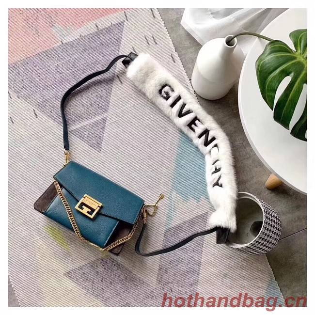 GIVENCHY GV3 leather and suede shoulder bag 9989 blue