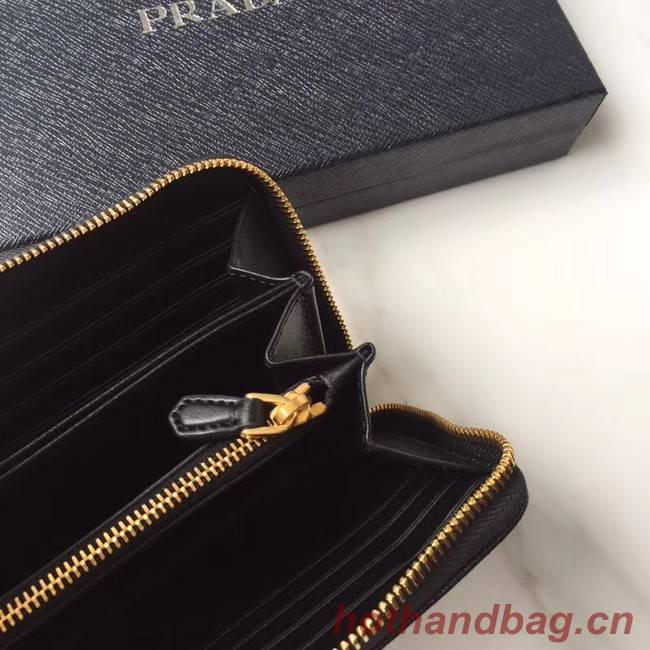 Prada Leather Large Zippy Wallets 1ML505 black