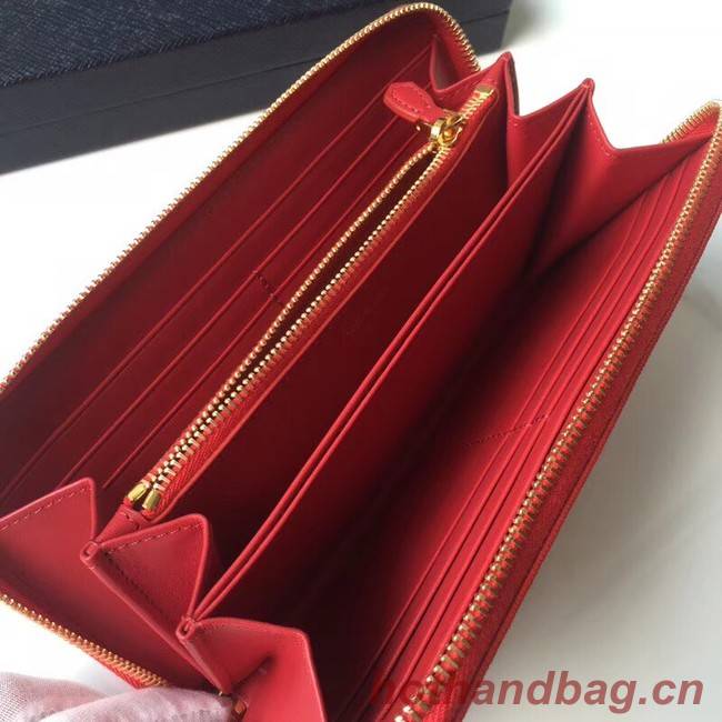 Prada Leather Large Zippy Wallets 1ML505 red