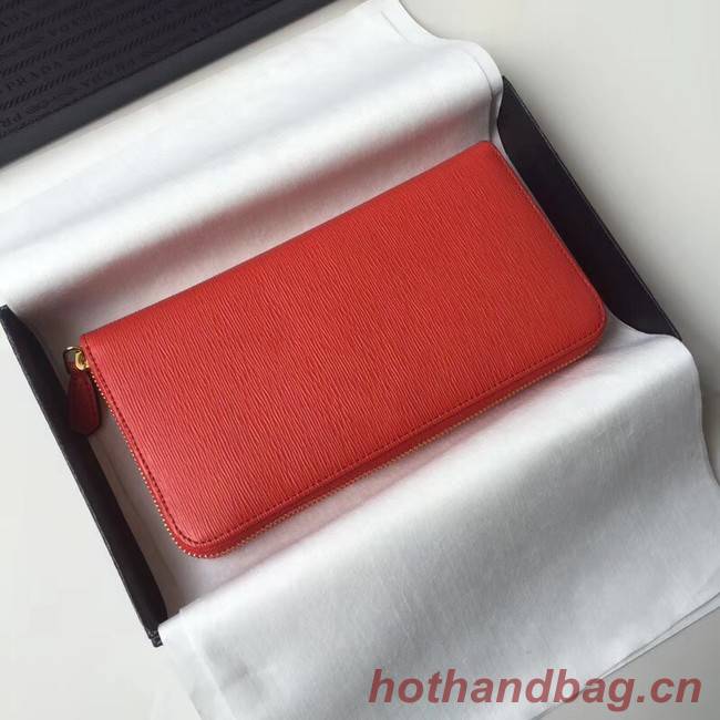 Prada Leather Large Zippy Wallets 1ML505 red