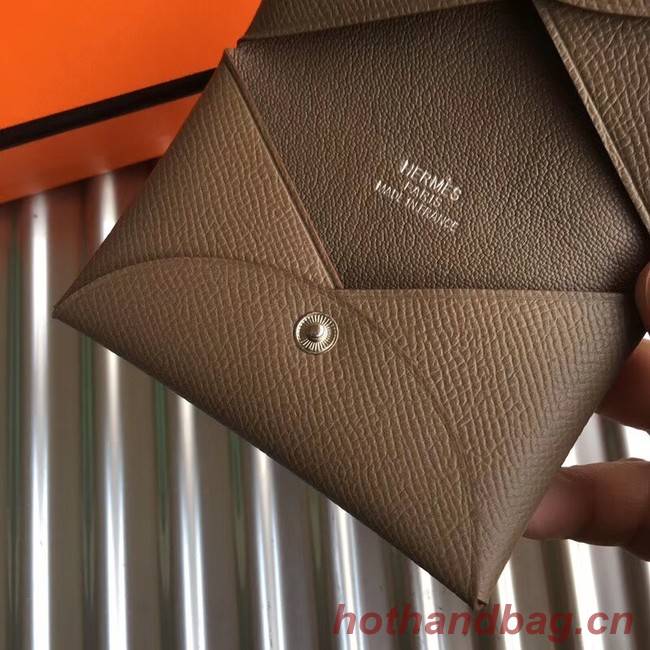 Hermes Bastia Epsom card case H0369 Khaki