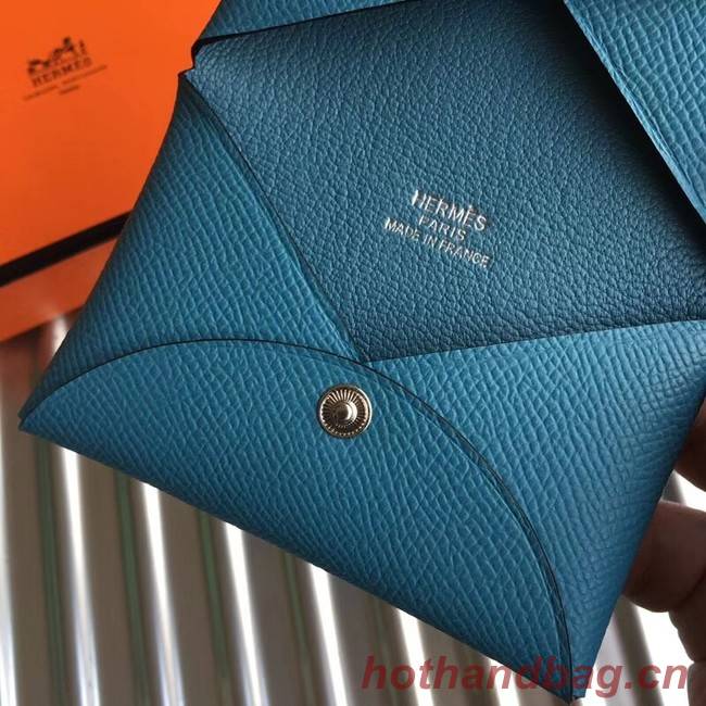 Hermes Bastia Epsom card case H0369 blue