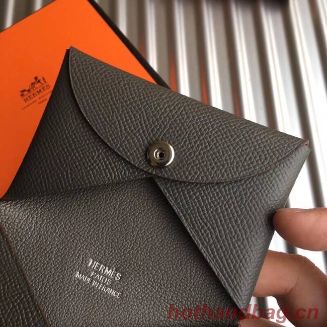 Hermes Bastia Epsom card case H0369 dark grey