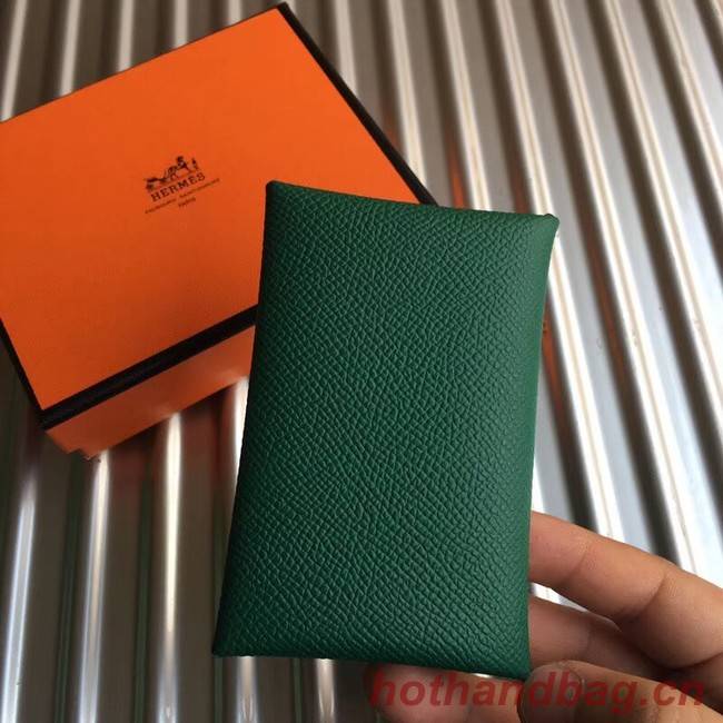 Hermes Bastia Epsom card case H0369 green