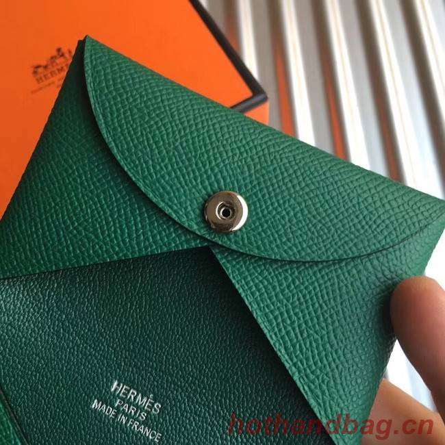 Hermes Bastia Epsom card case H0369 green