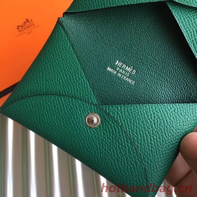 Hermes Bastia Epsom card case H0369 green