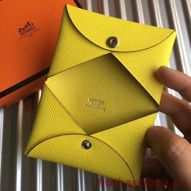 Hermes Bastia Epsom card case H0369 lemon