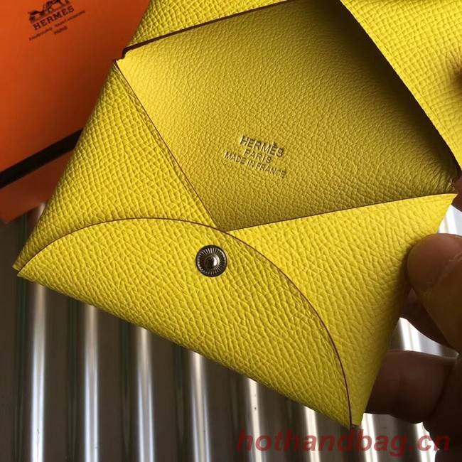 Hermes Bastia Epsom card case H0369 lemon